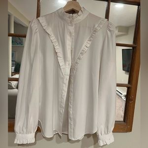 Ann Taylor white ruffle blouse